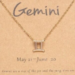 NWT, Gold Gemini Zodiac Sign Gold Charm Necklace